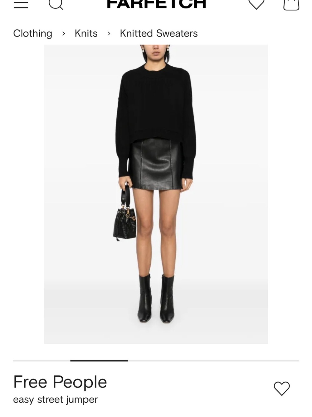 Free People Black Crewneck Knit Sweater